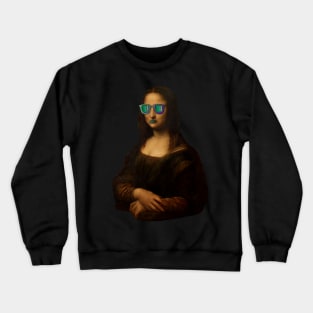 Mona lisa sunglasses lipstick funny Crewneck Sweatshirt